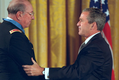 President Bush with Ed Freeman